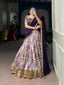 Purple Tasar Silk Printed Lehenga ClothsVilla