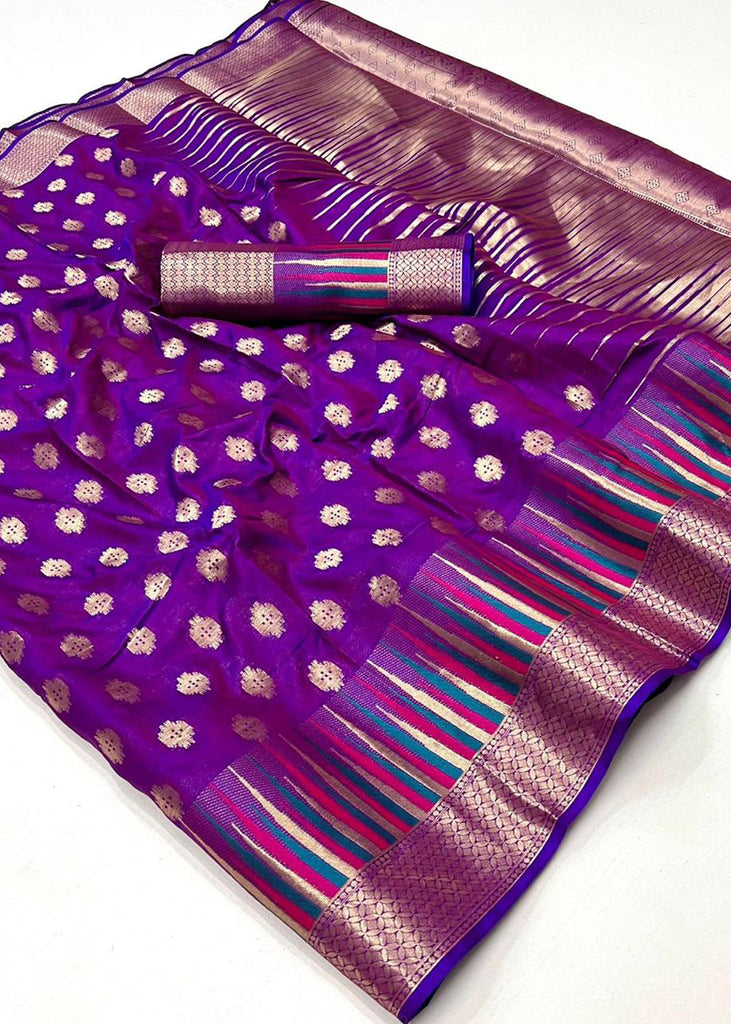 Purple Timeless Banarasi Blended Silk Saree with Intricate Design – Perfect for Grand Occasions ClothsVilla