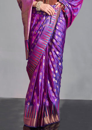 Purple Timeless Banarasi Blended Silk Saree with Intricate Design – Perfect for Grand Occasions ClothsVilla