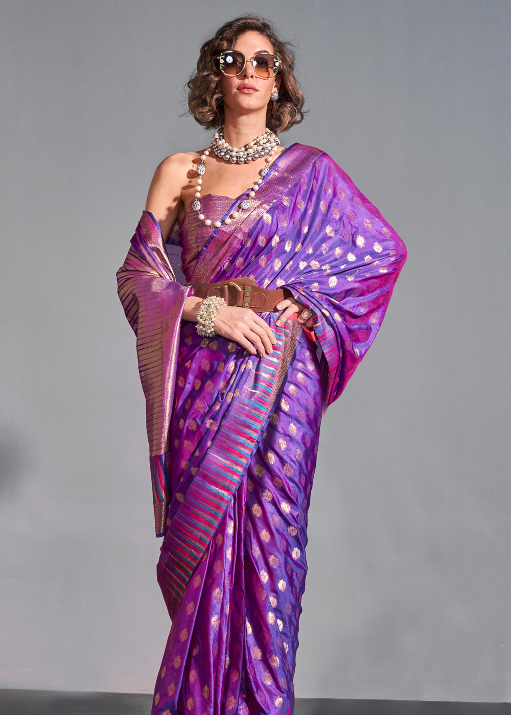 Purple Timeless Banarasi Blended Silk Saree with Intricate Design – Perfect for Grand Occasions ClothsVilla
