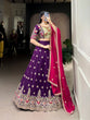 Load image into Gallery viewer, Purple Timeless Elegance – Vichitra Silk Embroidered Lehenga Set ClothsVilla
