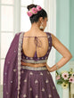 Load image into Gallery viewer, Purple Tissue Lehenga Choli with Sequins, Stones &amp; Thread Embroidery – Full-Flared Semi-Stitched Lehenga with Dupatta ClothsVilla