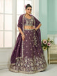 Load image into Gallery viewer, Purple Tissue Lehenga Choli with Sequins, Stones &amp; Thread Embroidery – Full-Flared Semi-Stitched Lehenga with Dupatta ClothsVilla