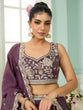 Load image into Gallery viewer, Purple Tissue Lehenga Choli with Sequins, Stones &amp; Thread Embroidery – Full-Flared Semi-Stitched Lehenga with Dupatta ClothsVilla