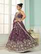 Load image into Gallery viewer, Purple Tissue Lehenga Choli with Sequins, Stones &amp; Thread Embroidery – Full-Flared Semi-Stitched Lehenga with Dupatta ClothsVilla