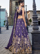 Load image into Gallery viewer, Purple Tissue Semi-Stitched Bridal Lehenga with Heavy Sequin, Moti, and Coding Embroidery Work ClothsVilla