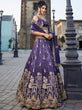 Load image into Gallery viewer, Purple Tissue Semi-Stitched Bridal Lehenga with Heavy Sequin, Moti, and Coding Embroidery Work ClothsVilla