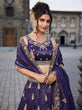 Load image into Gallery viewer, Purple Tissue Semi-Stitched Bridal Lehenga with Heavy Sequin, Moti, and Coding Embroidery Work ClothsVilla