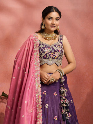 Tissue Sequins Embroidered Semi-Stitched Lehenga & Unstitched Blouse With Dupatta Clothsvilla