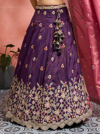 Tissue Sequins Embroidered Semi-Stitched Lehenga & Unstitched Blouse With Dupatta Clothsvilla