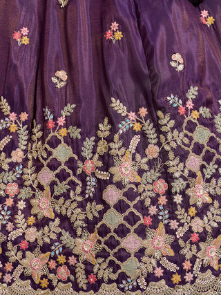 Tissue Sequins Embroidered Semi-Stitched Lehenga & Unstitched Blouse With Dupatta Clothsvilla