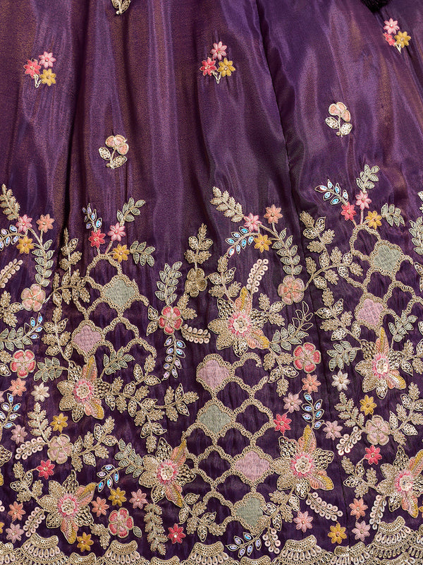 Tissue Sequins Embroidered Semi-Stitched Lehenga & Unstitched Blouse With Dupatta Clothsvilla