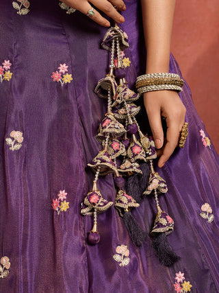 Tissue Sequins Embroidered Semi-Stitched Lehenga & Unstitched Blouse With Dupatta Clothsvilla