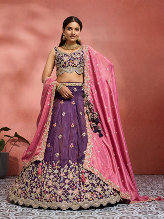 Tissue Sequins Embroidered Semi-Stitched Lehenga & Unstitched Blouse With Dupatta Clothsvilla