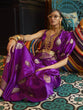 Load image into Gallery viewer, Purple Traditional Baluchari Silk Blend Saree with Unstitched Blouse Piece ClothsVilla