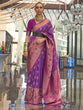 Load image into Gallery viewer, Purple Traditional Banarasi Silk Blend Saree with Unstitched Blouse Piece ClothsVilla