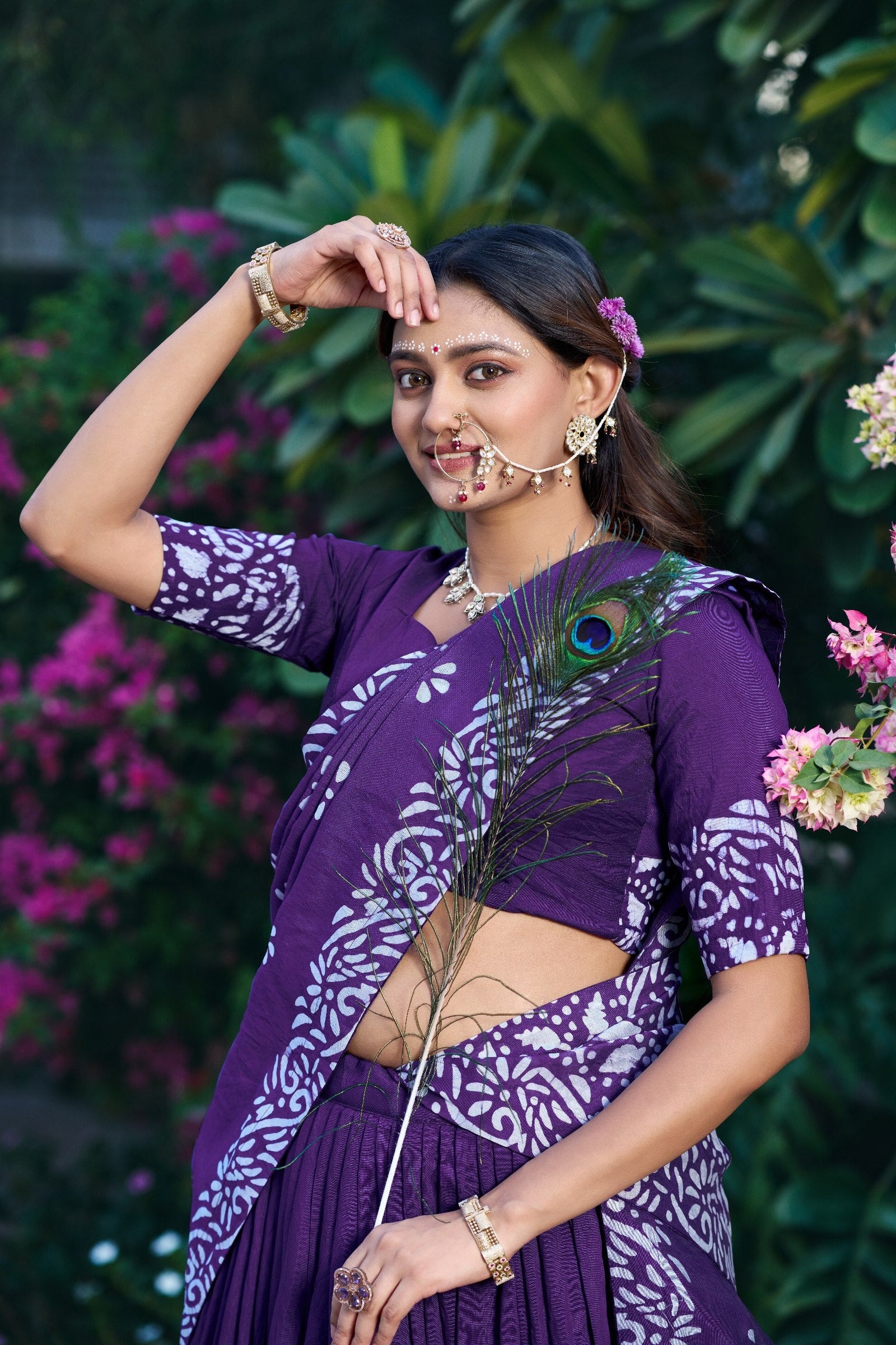Purple Traditional Chanderi Lehenga Set ClothsVilla