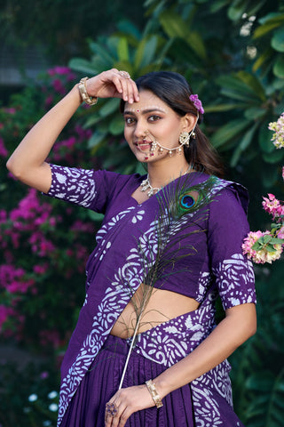 Purple Traditional Chanderi Lehenga Set ClothsVilla