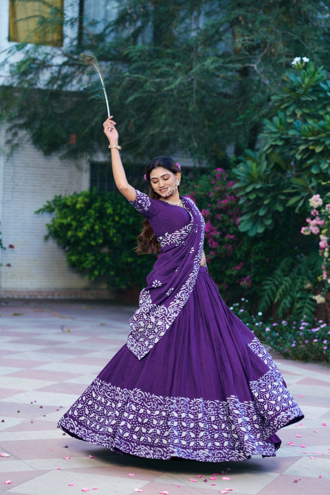 Purple Traditional Chanderi Lehenga Set ClothsVilla Main image