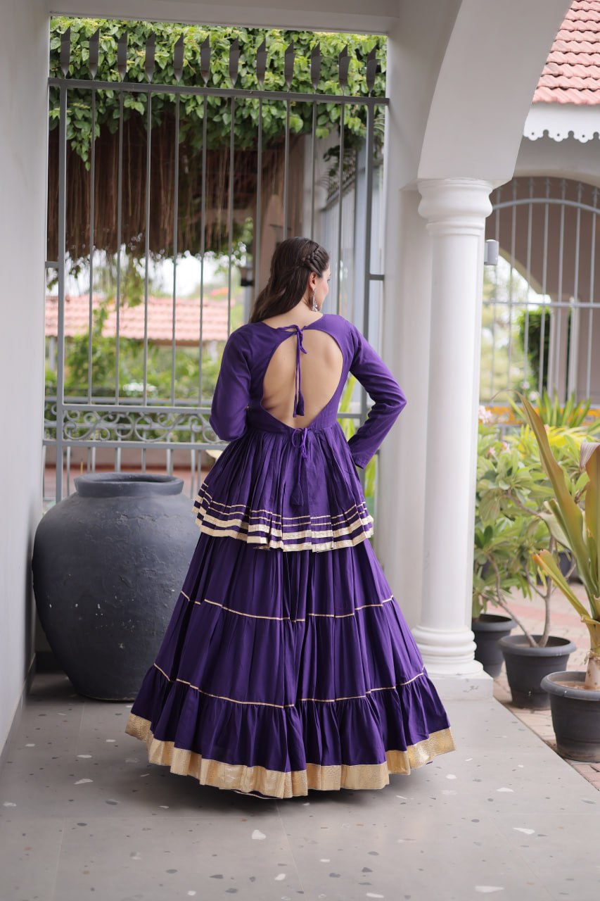 Purple Traditional Cora Cotton Lehenga Set ClothsVilla