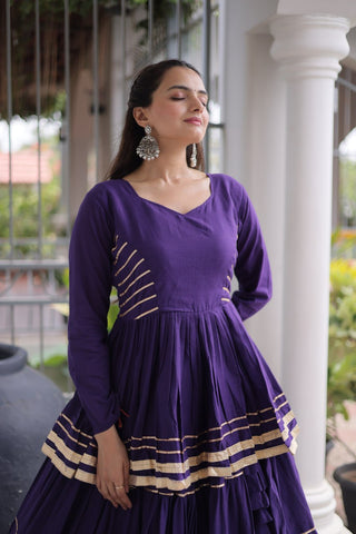 Purple Traditional Cora Cotton Lehenga Set ClothsVilla