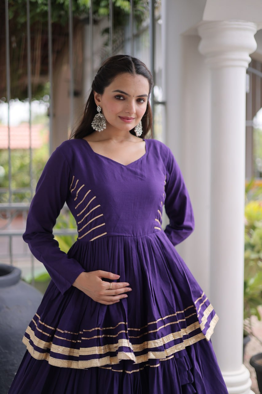Purple Traditional Cora Cotton Lehenga Set ClothsVilla