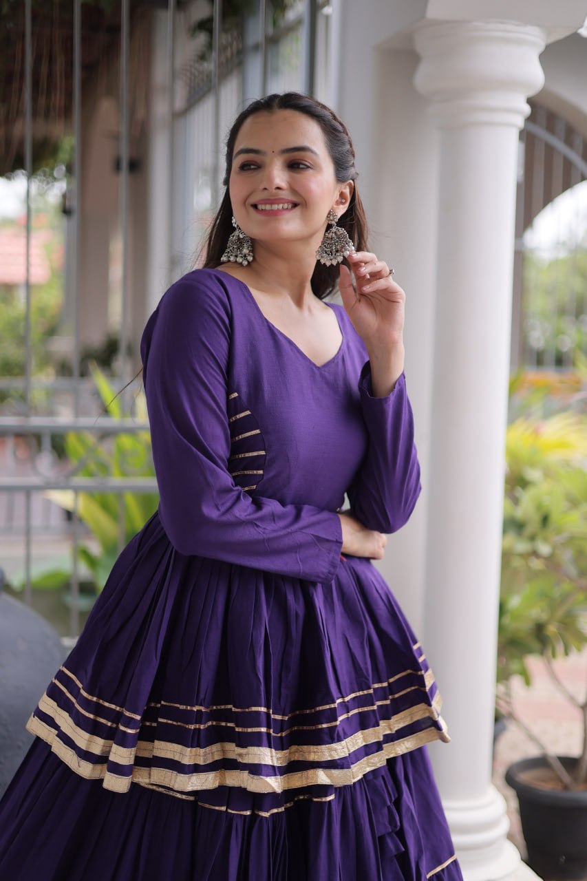 Purple Traditional Cora Cotton Lehenga Set ClothsVilla