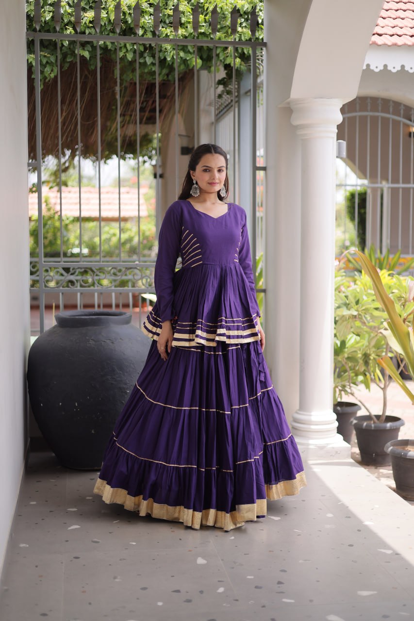 Purple Traditional Cora Cotton Lehenga Set ClothsVilla