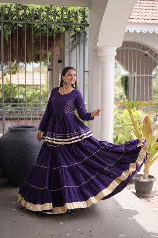 Purple Traditional Cora Cotton Lehenga Set ClothsVilla