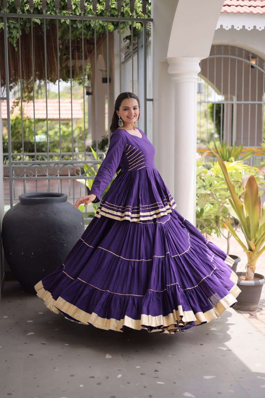 Purple Traditional Cora Cotton Lehenga Set ClothsVilla