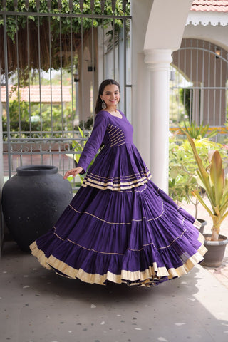 Purple Traditional Cora Cotton Lehenga Set ClothsVilla