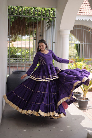 Purple Traditional Cora Cotton Lehenga Set ClothsVilla