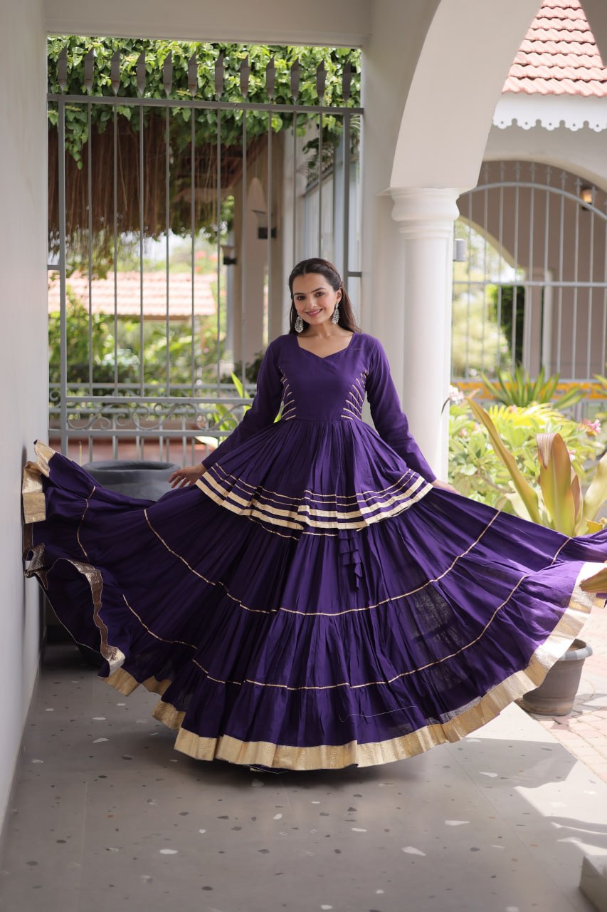 Purple Traditional Cora Cotton Lehenga Set ClothsVilla