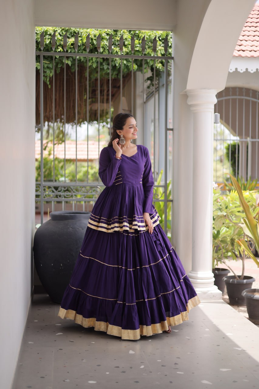 Purple Traditional Cora Cotton Lehenga Set ClothsVilla