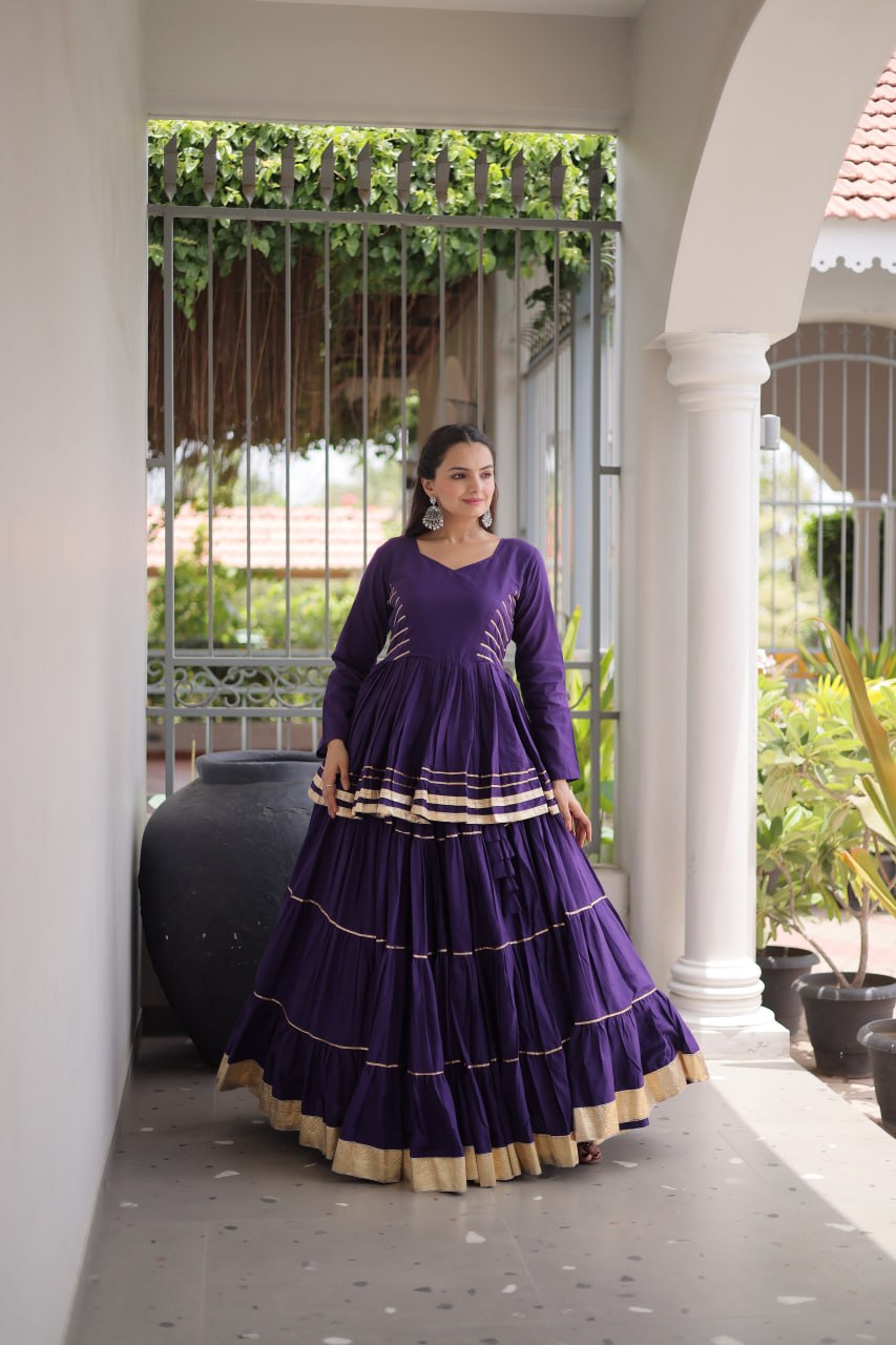 Purple Traditional Cora Cotton Lehenga Set ClothsVilla