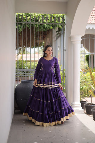 Purple Traditional Cora Cotton Lehenga Set ClothsVilla