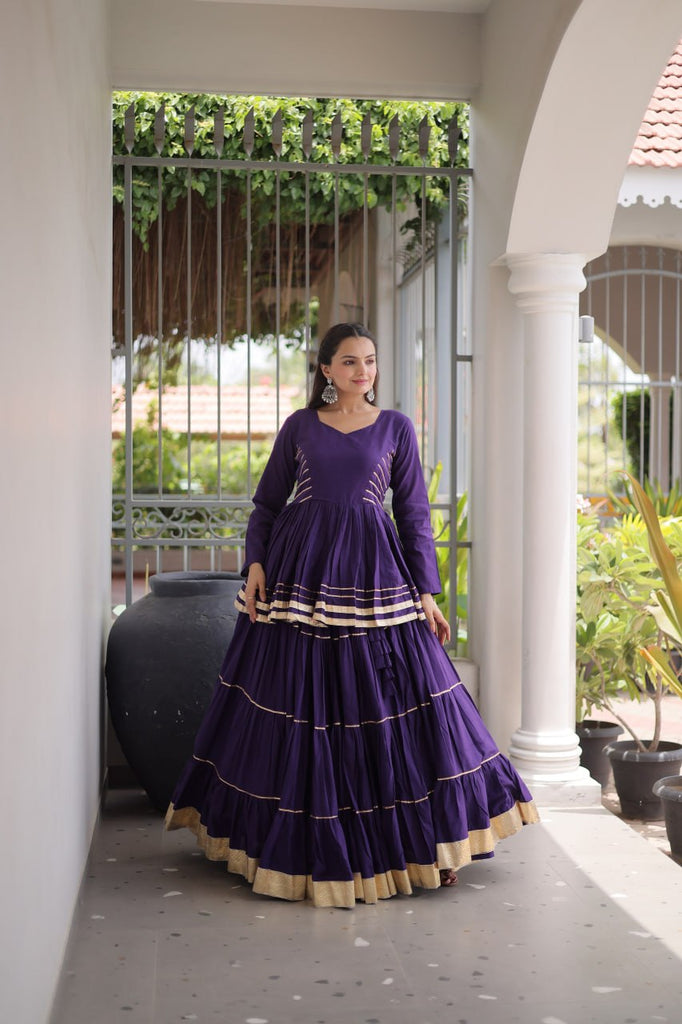 Purple Traditional Cora Cotton Lehenga Set ClothsVilla