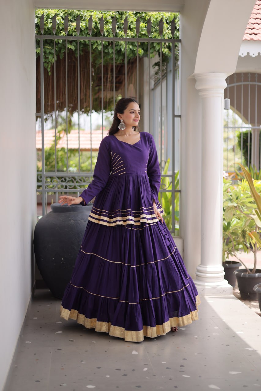 Purple Traditional Cora Cotton Lehenga Set ClothsVilla