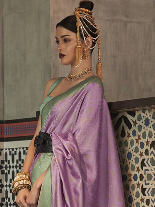 Purple Traditional Woven Kanjivaram Silk Blend Saree – Elegant & Versatile for All Occasions ClothsVilla