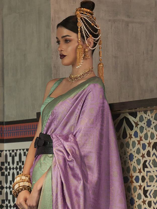 Purple Traditional Woven Kanjivaram Silk Blend Saree – Elegant & Versatile for All Occasions ClothsVilla
