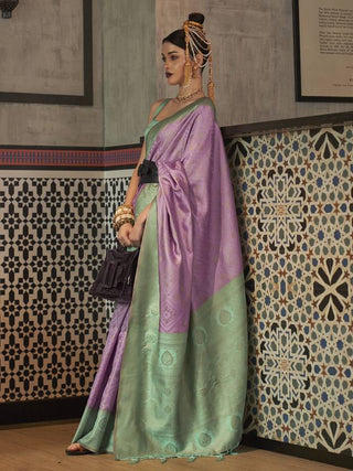 Purple Traditional Woven Kanjivaram Silk Blend Saree – Elegant & Versatile for All Occasions ClothsVilla