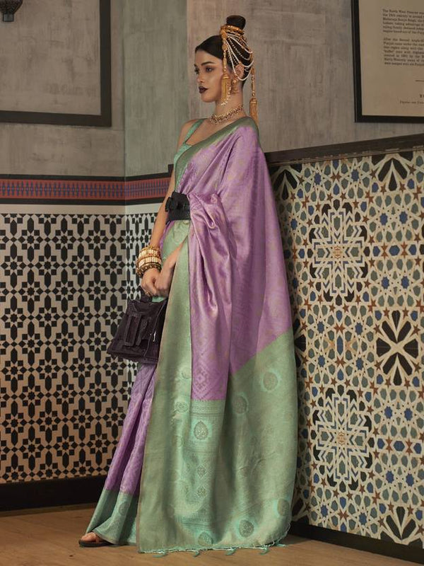 Purple Traditional Woven Kanjivaram Silk Blend Saree – Elegant & Versatile for All Occasions ClothsVilla