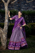Load image into Gallery viewer, Purple Tussar Silk Lehenga Choli with Exquisite Foil Print Florals ClothsVilla