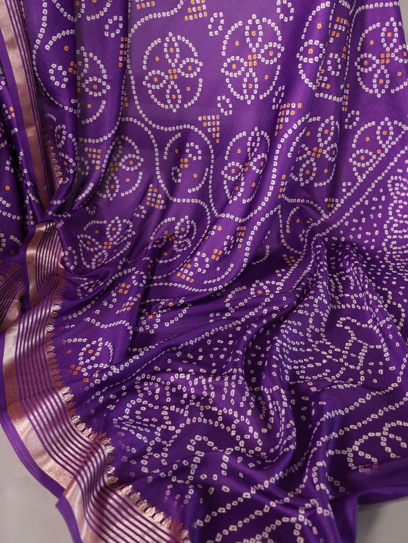 Purple Tussar Silk Printed Saree with Viscose Border – A Dreamy Blend of Tradition and Style