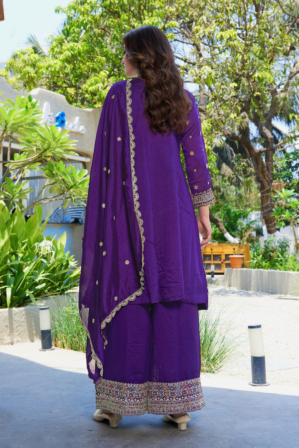 Purple Vichitra Silk Palazzo Set ClothsVilla