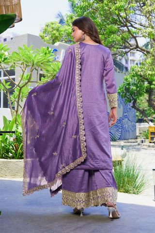 Purple Vichitra Silk Palazzo Set ClothsVilla