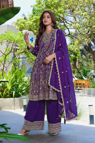 Purple Vichitra Silk Palazzo Set ClothsVilla