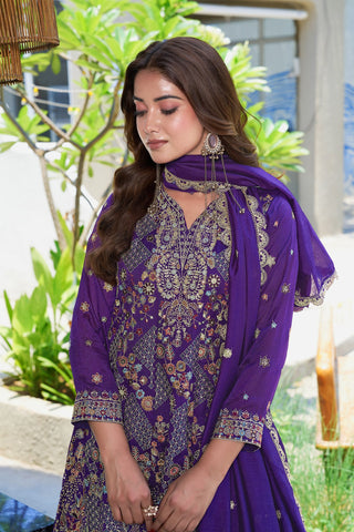 Purple Vichitra Silk Palazzo Set ClothsVilla
