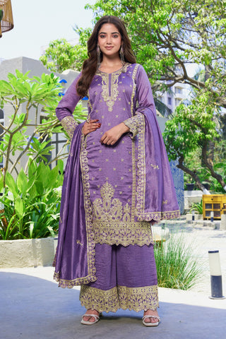 Purple Vichitra Silk Palazzo Set ClothsVilla