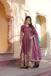 Load image into Gallery viewer, Luxurious Purple Viscose Cosmos Gown with Embroidered Dupatta Set ClothsVilla